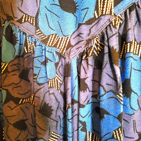 NWT YVES SAINT LAURENT Resort 2012 YSL Tie Front Blue floral Print Crepe dress - Picture 4 of 6